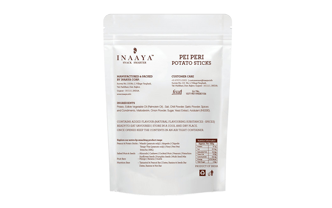 Inaaya Peri Peri Potato Sticks    Pack  160 grams